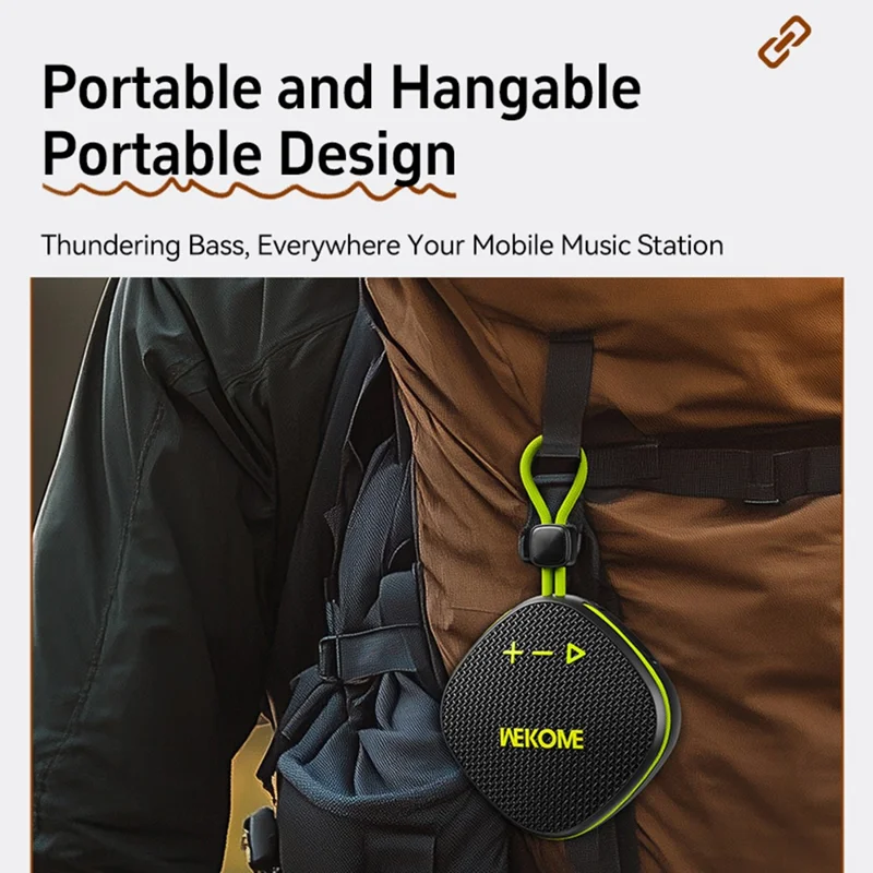 WEKOME WD-07 Enceinte Bluetooth Portable Extérieure avec Basses Puissantes Résistante aux Éclaboussures - Noir+Orange