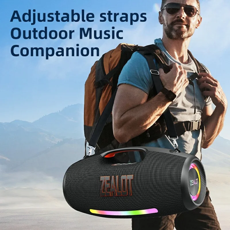 ZEALOT S89 250W Portable Bluetooth-Compatible Speaker 48000mAh Waterproof TWS Subwoofer Support U-disk / TF / Aux - Black