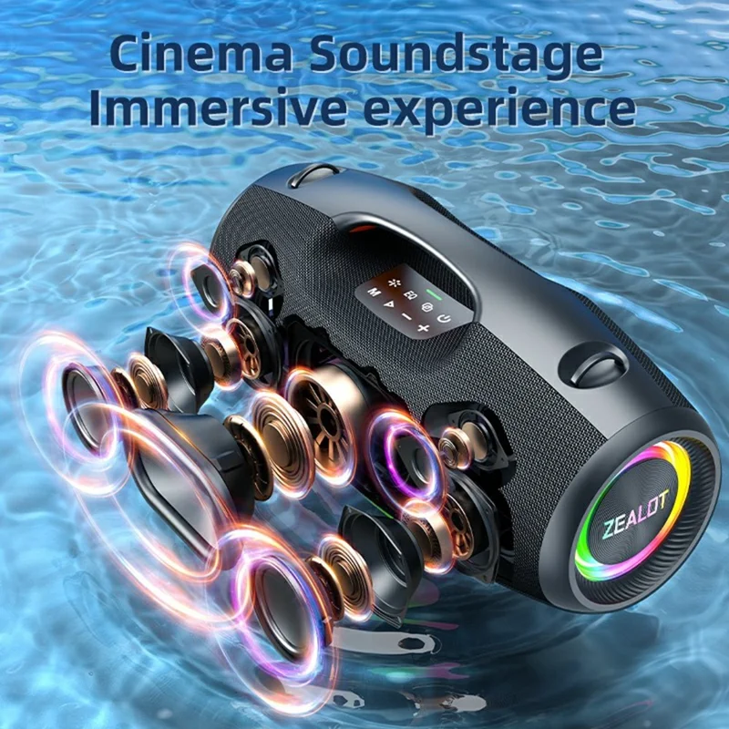 ZEALOT S89 250W Portable Bluetooth-Compatible Speaker 48000mAh Waterproof TWS Subwoofer Support U-disk / TF / Aux - Black