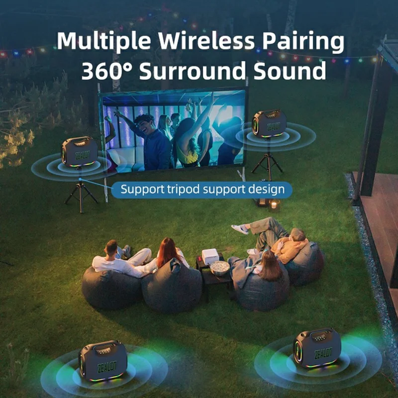 ZEALOT ZE21 Outdoor Party Bluetooth-Compatible Speaker 250W TWS Wireless 48000mAh Battery Subwoofer - Black