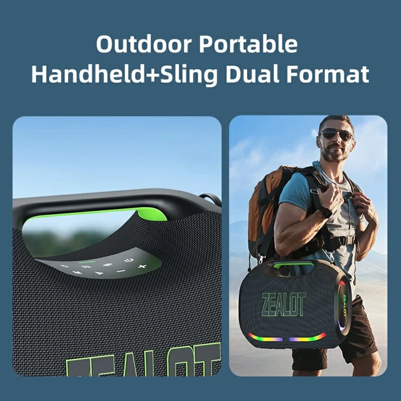 ZEALOT ZE21 Outdoor Party Bluetooth-Compatible Speaker 250W TWS Wireless 48000mAh Battery Subwoofer - Black
