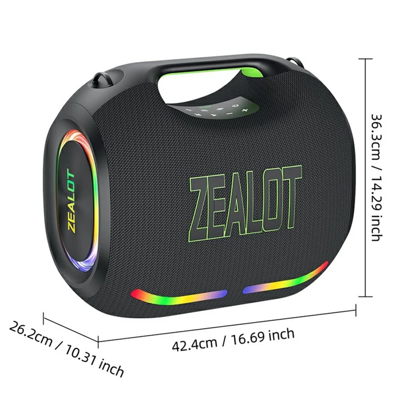 ZEALOT ZE21 Outdoor Party Bluetooth-Compatible Speaker 250W TWS Wireless 48000mAh Battery Subwoofer - Black