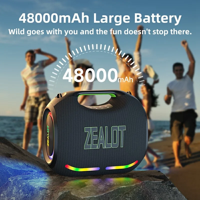 ZEALOT ZE21 Outdoor Party Bluetooth-Compatible Speaker 250W TWS Wireless 48000mAh Battery Subwoofer - Black