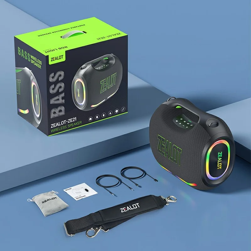 Altavoz Bluetooth ZEALOT ZE21 para Exteriores 250W TWS Inalámbrico con Batería de 48000mAh Subwoofer - Verde Camuflaje