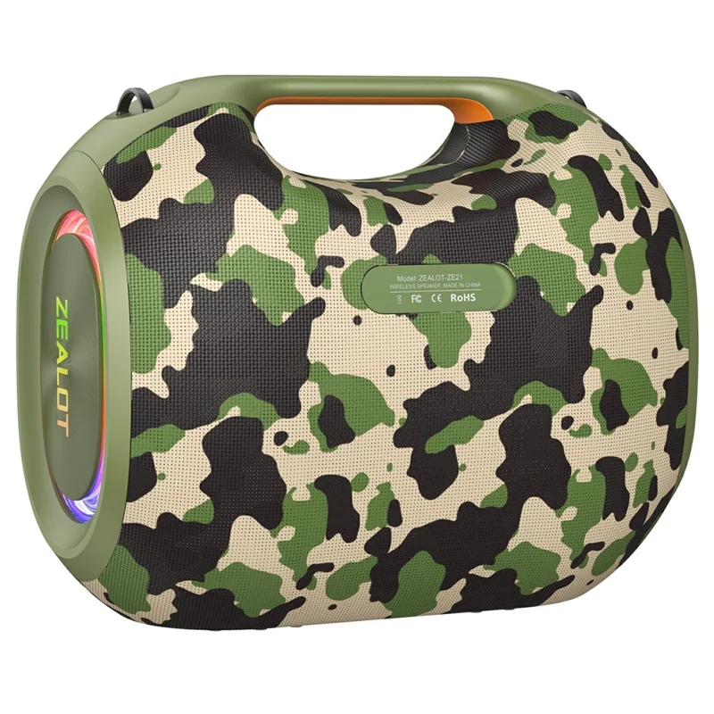 Altavoz Bluetooth ZEALOT ZE21 para Exteriores 250W TWS Inalámbrico con Batería de 48000mAh Subwoofer - Verde Camuflaje