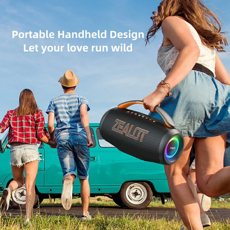 ZEALOT P12 60W Tragbarer Bluetooth-kompatibler Lautsprecher TWS Kabellos Bass Subwoofer mit USB / TF / Aux-Unterstützung - Schwarz
