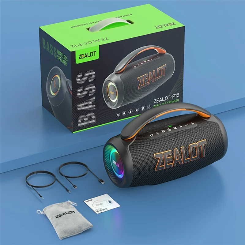 ZEALOT P12 60W Tragbarer Bluetooth-kompatibler Lautsprecher TWS Kabellos Bass Subwoofer mit USB / TF / Aux-Unterstützung - Schwarz