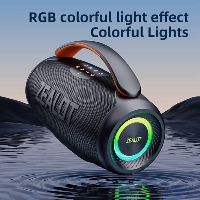 ZEALOT P11 50W Portable Bluetooth-Compatible Speaker RGB Light USB / TF / Aux TWS Wireless Bass Subwoofer - Black
