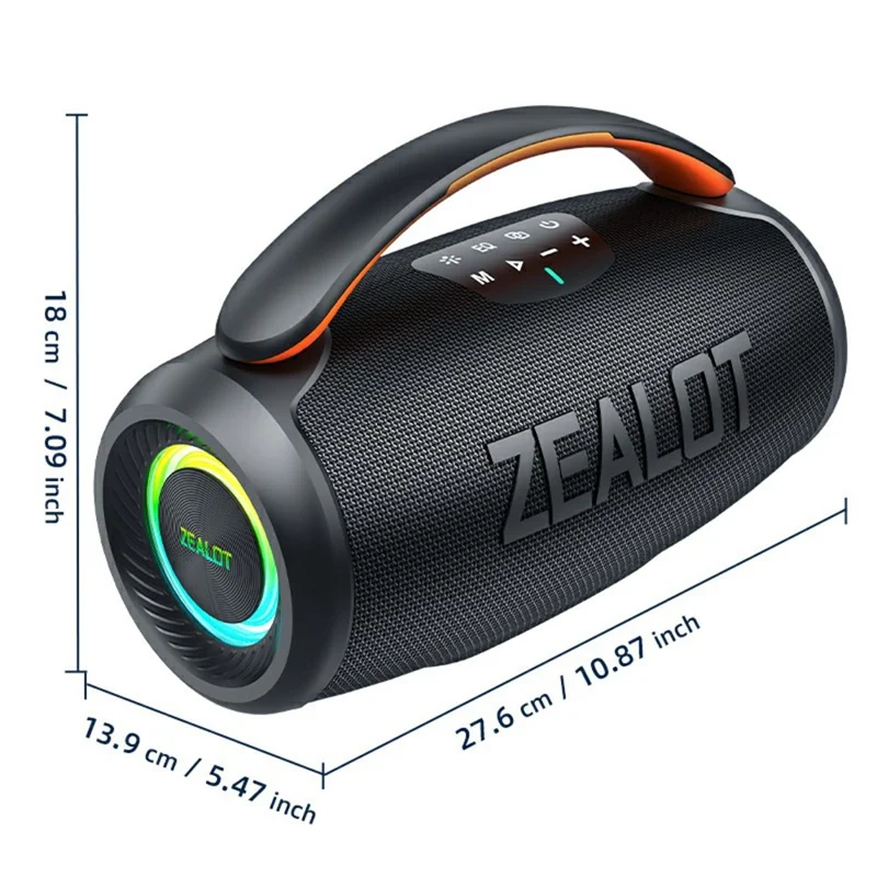 ZEALOT P11 50W Portable Bluetooth-Compatible Speaker RGB Light USB / TF / Aux TWS Wireless Bass Subwoofer - Black