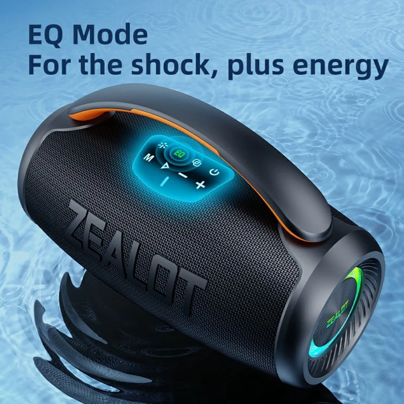 ZEALOT P11 50W Portable Bluetooth-Compatible Speaker RGB Light USB / TF / Aux TWS Wireless Bass Subwoofer - Black