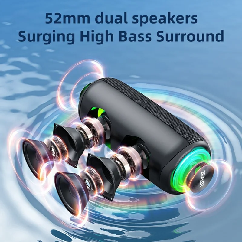 ZEALOT MP2 Outdoor 20W Bluetooth-Compatible Speaker Portable IPX5 Waterproof Bass Subwoofer - Black