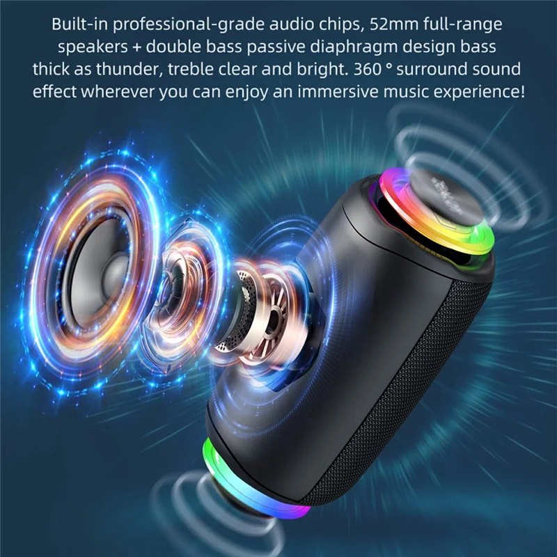 Enceinte portable ZEALOT M2 Bluetooth RGB Étanche IPX4 pour Extérieur