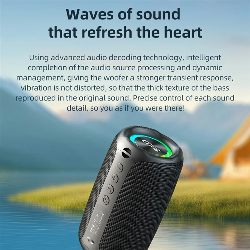 Enceinte portable ZEALOT M2 Bluetooth RGB Étanche IPX4 pour Extérieur