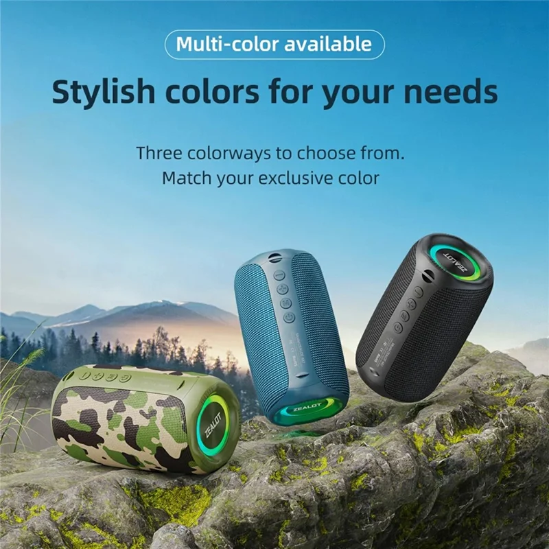 Enceinte portable ZEALOT M2 Bluetooth RGB Étanche IPX4 pour Extérieur