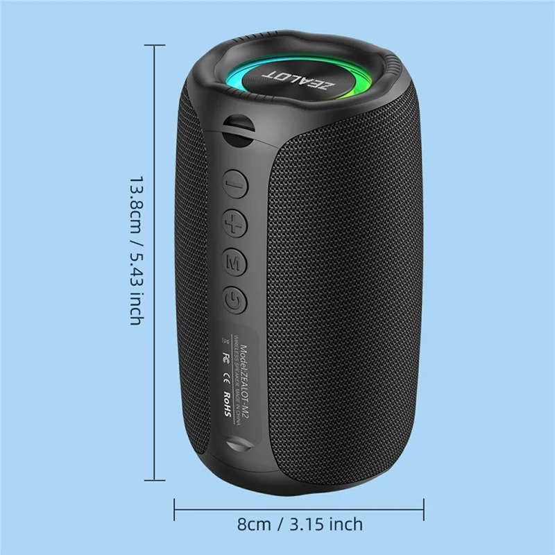 Enceinte portable ZEALOT M2 Bluetooth RGB Étanche IPX4 pour Extérieur