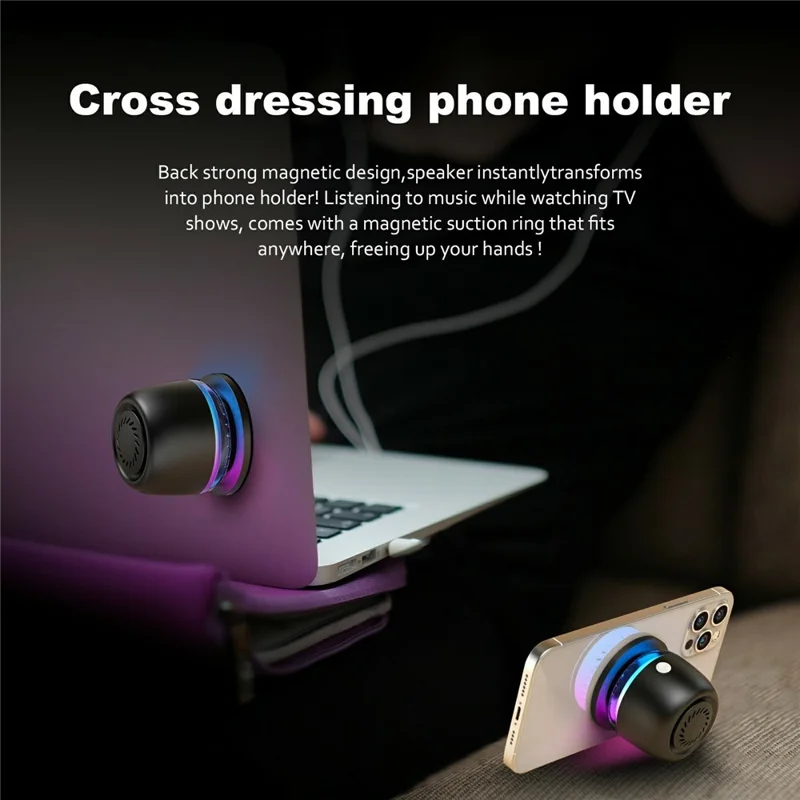 M99 Portable Bluetooth-Compatible Speaker RGB Light Gyroscope Design Heavy Bass Mini Speaker - Black