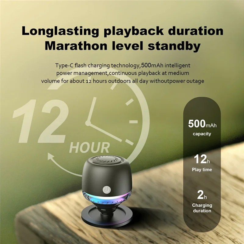 M99 Portable Bluetooth-Compatible Speaker RGB Light Gyroscope Design Heavy Bass Mini Speaker - Black