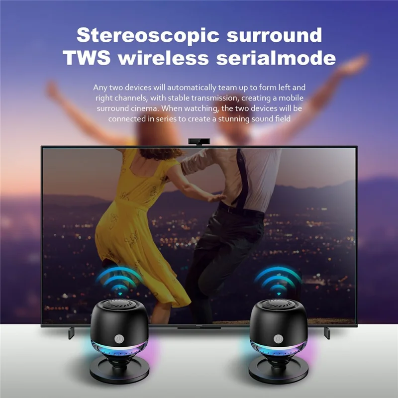 M99 Portable Bluetooth-Compatible Speaker RGB Light Gyroscope Design Heavy Bass Mini Speaker - Black