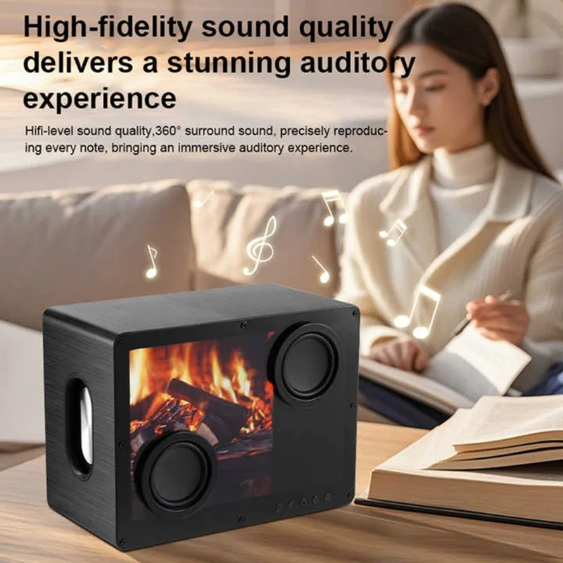 D35 Desktop Stereo Speaker HIFI Audio Bluetooth-Compatible TF AUX Subwoofer with Floating Lyrics Display