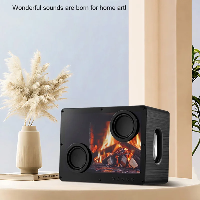 D35 Desktop Stereo Speaker HIFI Audio Bluetooth-Compatible TF AUX Subwoofer with Floating Lyrics Display