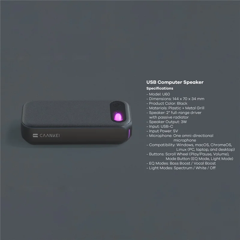 CAANKEI Speakerphone da tavolo per conferenze con USB-C e microfono per computer