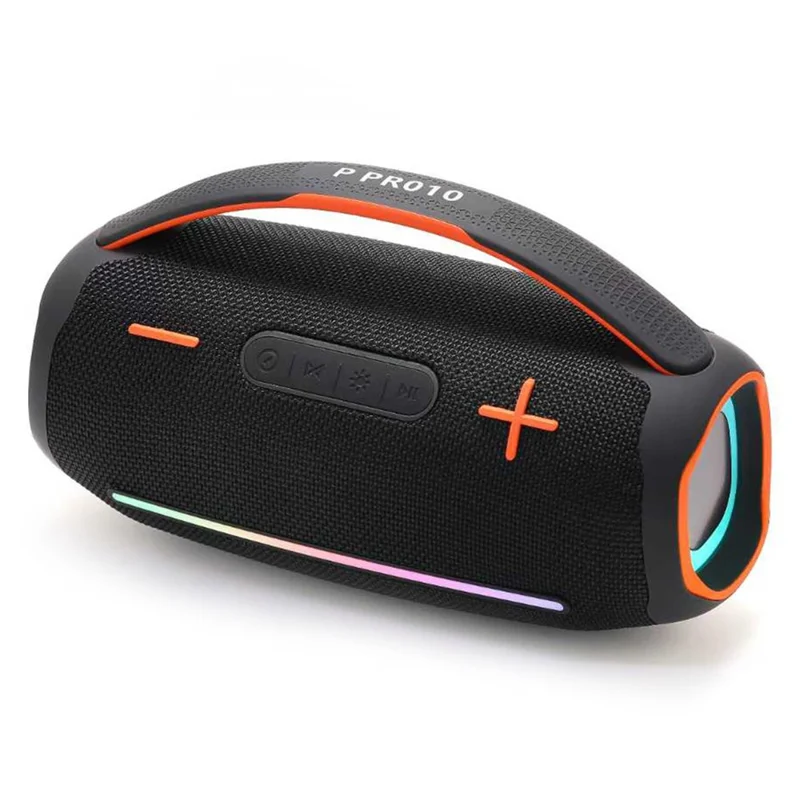 P10 30W LED Boombox Portable Wireless Speaker Waterproof Bluetooth-Compatible Music Player - Black