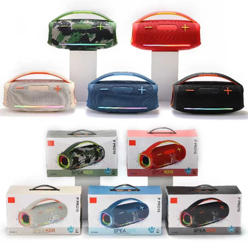 P10 30W LED Boombox Portable Wireless Speaker Waterproof Bluetooth-Compatible Music Player - Black
