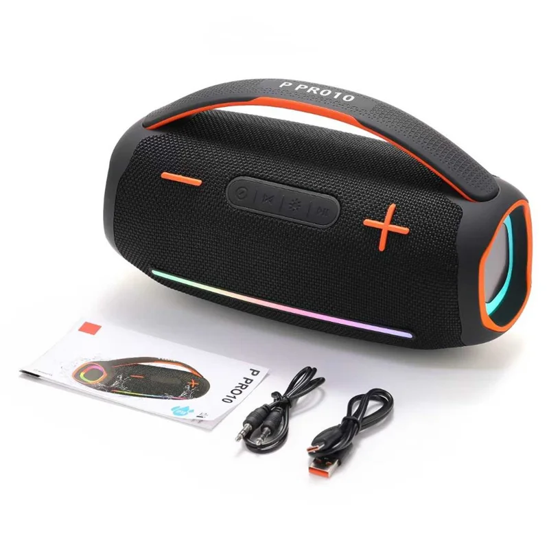 P10 30W LED Boombox Portable Wireless Speaker Waterproof Bluetooth-Compatible Music Player - Black