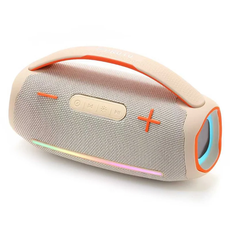 Enceinte portable Bluetooth P10 30W LED Boombox - Lecteur de musique étanche - Beige