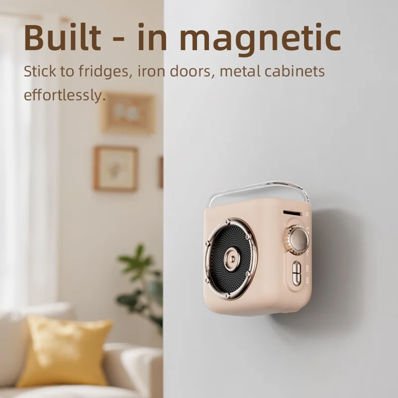 Haut-parleur magnétique portable avec horloge et veilleuse Bluetooth 5.3 et clip arrière - Gris foncé