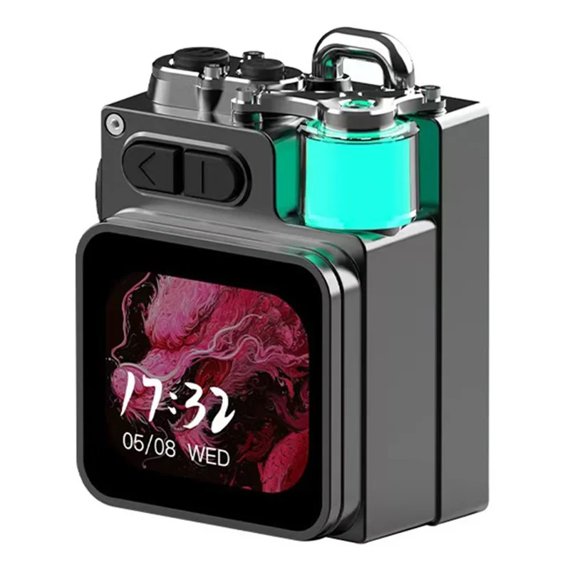 DK08 Portable Bluetooth-Compatible Speaker LED Display RGB Light Mecha Style Metal Loudspeaker