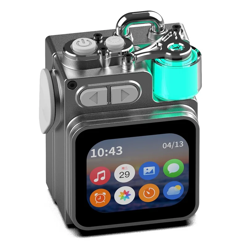 DK08 Portable Bluetooth-Compatible Speaker LED Display RGB Light Mecha Style Metal Loudspeaker