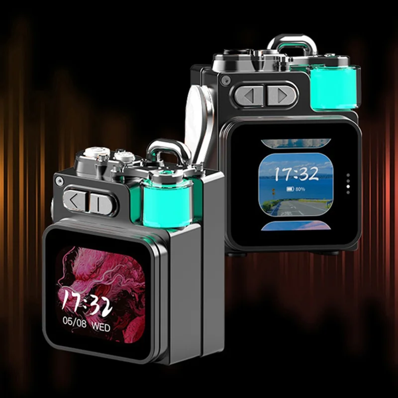 DK08 Portable Bluetooth-Compatible Speaker LED Display RGB Light Mecha Style Metal Loudspeaker