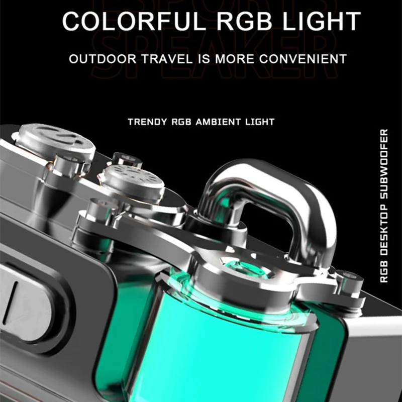 DK08 Portable Bluetooth-Compatible Speaker LED Display RGB Light Mecha Style Metal Loudspeaker