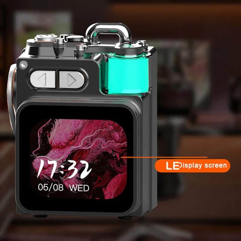 DK08 Portable Bluetooth-Compatible Speaker LED Display RGB Light Mecha Style Metal Loudspeaker