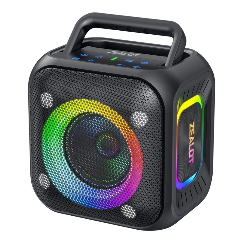 ZEALOT-PT01 Portable 30W Bluetooth-Compatible Speaker Enhanced Bass Waterproof Wireless Loudspeaker - Black