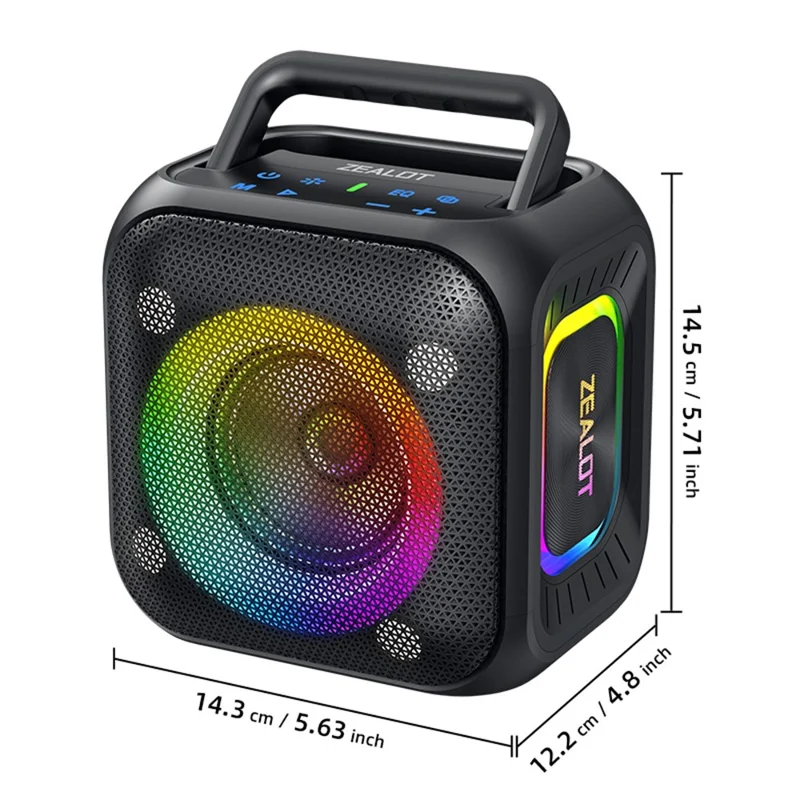ZEALOT-PT01 Portable 30W Bluetooth-Compatible Speaker Enhanced Bass Waterproof Wireless Loudspeaker - Black
