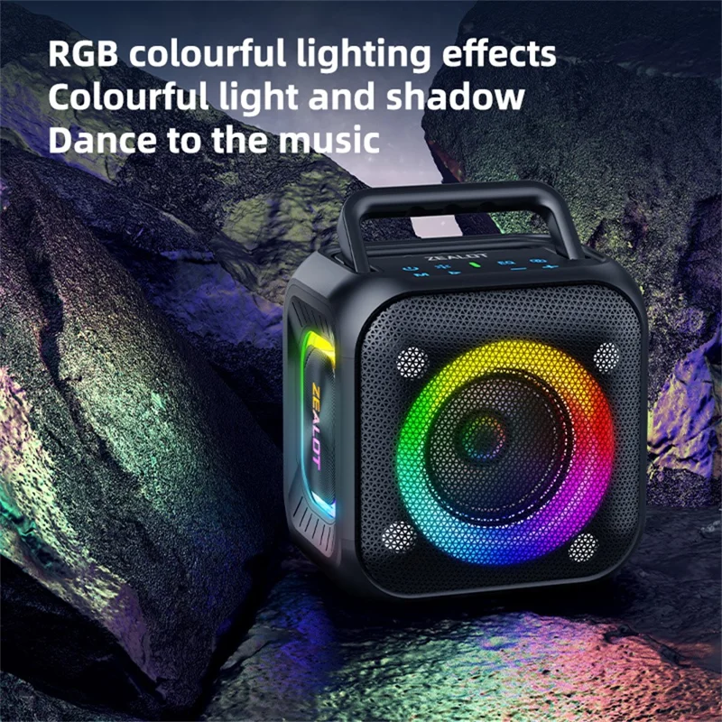 ZEALOT-PT01 Portable 30W Bluetooth-Compatible Speaker Enhanced Bass Waterproof Wireless Loudspeaker - Black