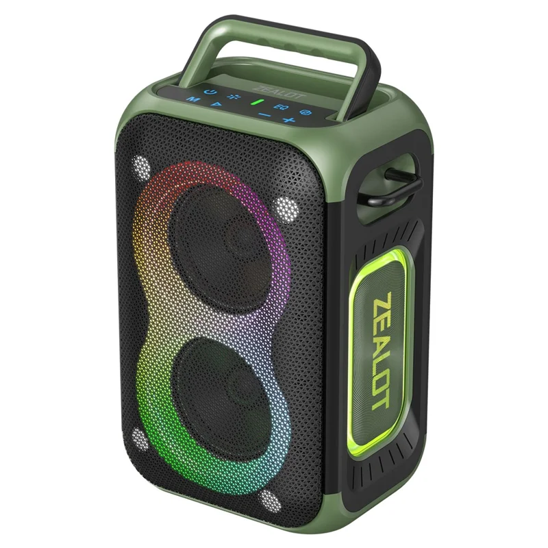 ZEALOT-PT02 Portable Bluetooth-Compatible Speaker RGB Light 60W Enhanced Bass Waterproof Loudspeaker - Green Camouflage