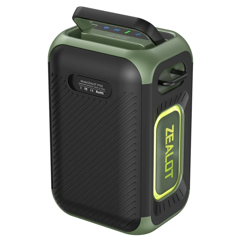 ZEALOT-PT02 Portable Bluetooth-Compatible Speaker RGB Light 60W Enhanced Bass Waterproof Loudspeaker - Green Camouflage