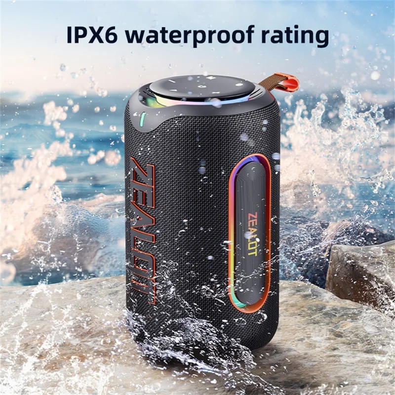 ZEALOT-MP1 Portable Bluetooth-Compatible Speaker 60W Enhanced Bass Waterproof Loudspeaker - Black