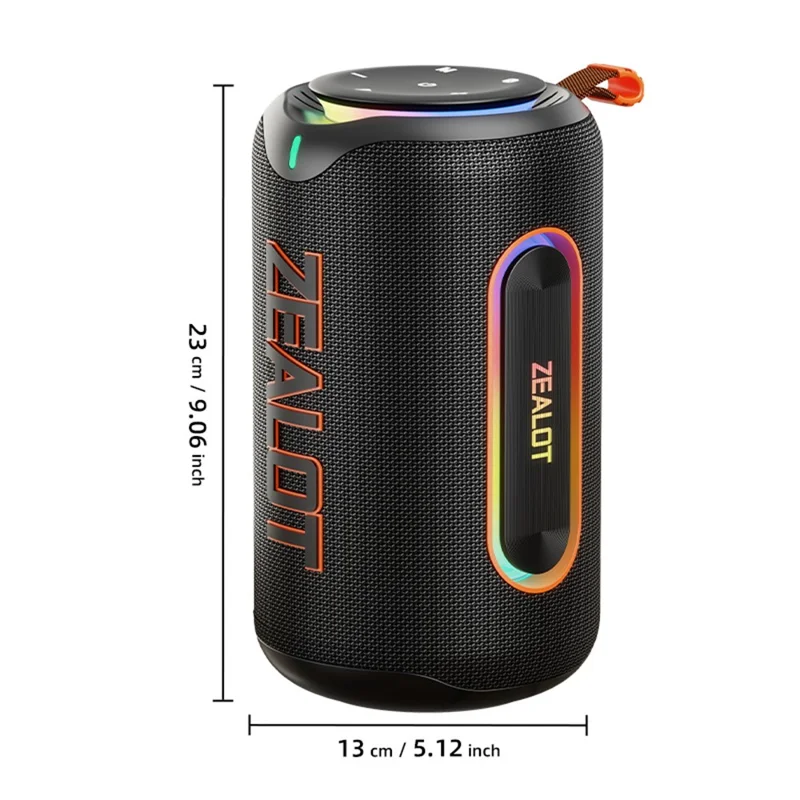 ZEALOT-MP1 Portable Bluetooth-Compatible Speaker 60W Enhanced Bass Waterproof Loudspeaker - Black