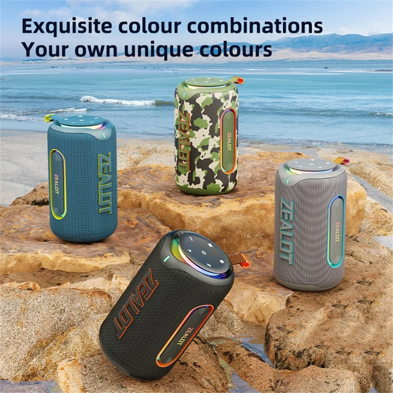 ZEALOT-MP1 Portable Bluetooth-Compatible Speaker 60W Enhanced Bass Waterproof Loudspeaker - Green Camouflage