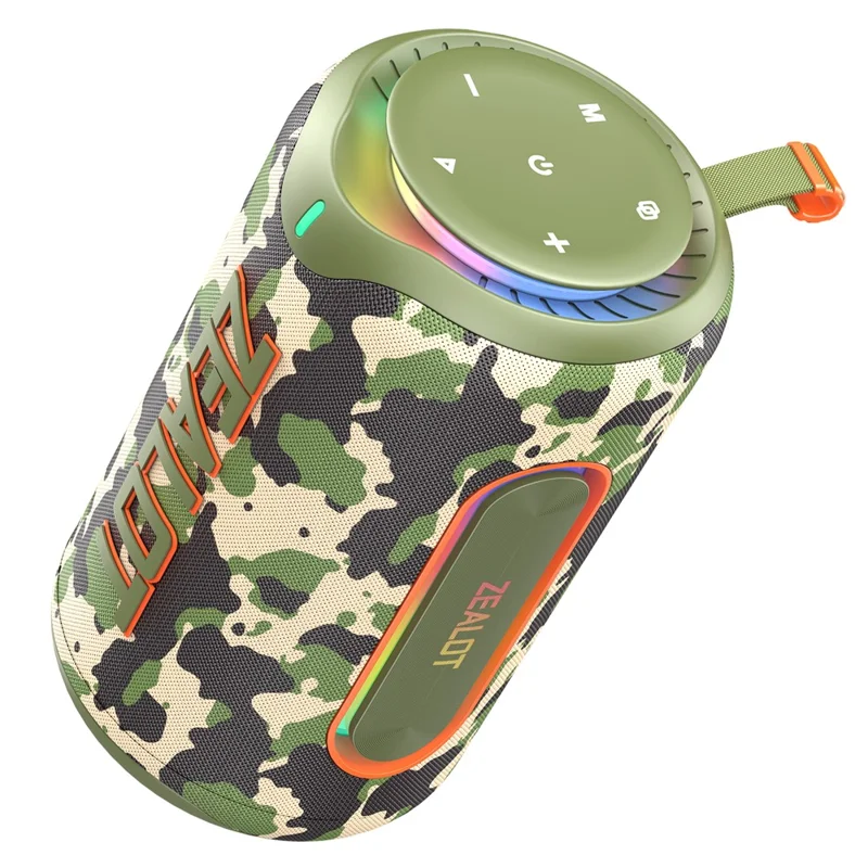 ZEALOT-MP1 Portable Bluetooth-Compatible Speaker 60W Enhanced Bass Waterproof Loudspeaker - Green Camouflage