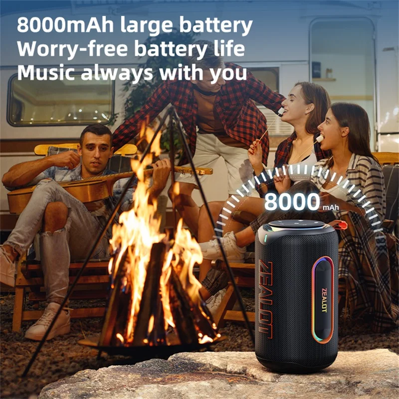 ZEALOT-MP1 Portable Bluetooth-Compatible Speaker 60W Enhanced Bass Waterproof Loudspeaker - Green Camouflage