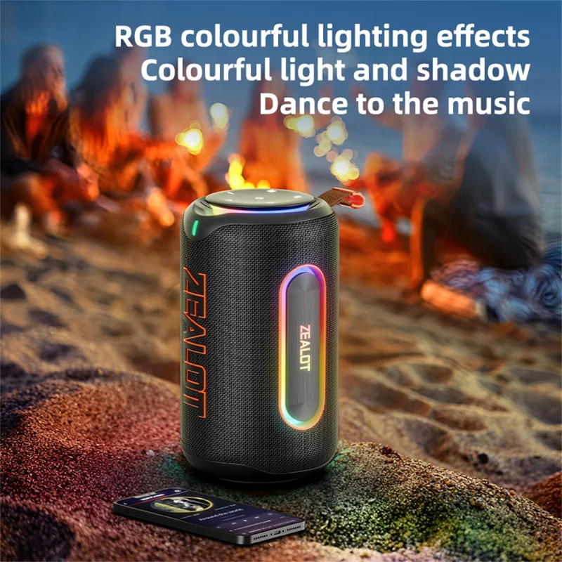 ZEALOT-MP1 Portable Bluetooth-Compatible Speaker 60W Enhanced Bass Waterproof Loudspeaker - Green Camouflage