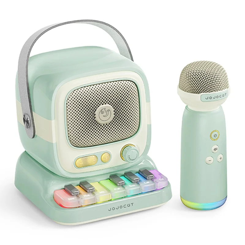JOJOCAT C60 Mini Bluetooth-compatible Speaker with Piano Keyboard and Wireless Microphone for Home Outdoor Karaoke System - Green