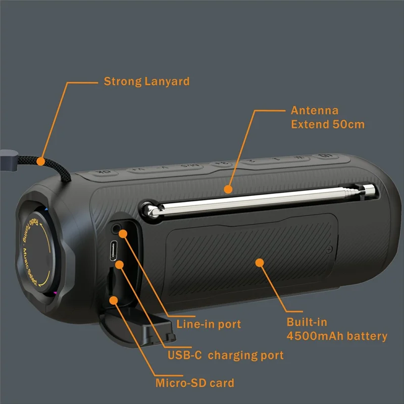 P12A 10W Stereo Outdoor Bluetooth-compatible Speaker with LED Display FM  /  AM Radio Support TF Card