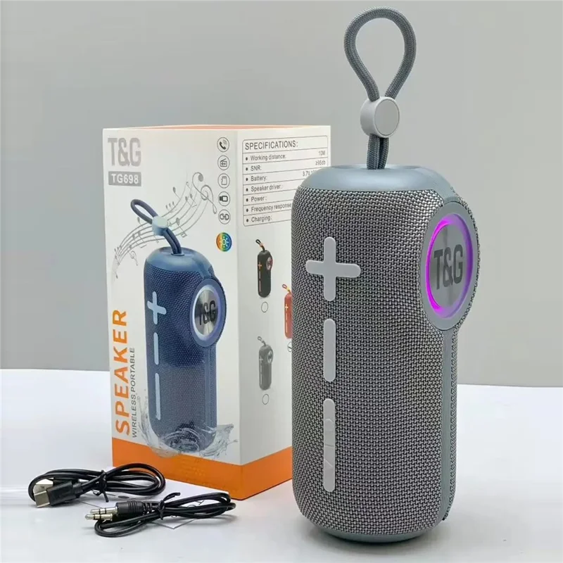T&G TG698 Portable Speaker Wireless Handheld Subwoofer High Volume Mini Audio System - Grey