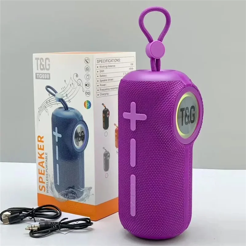 T&G TG698 Portable Speaker Wireless Handheld Subwoofer High Volume Mini Audio System - Purple